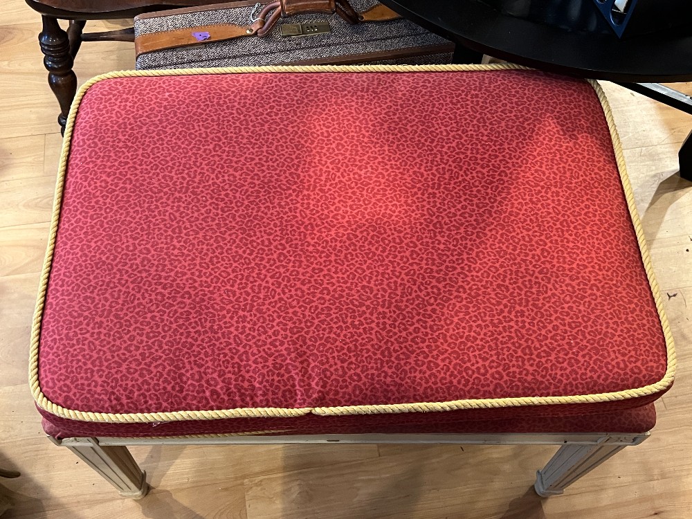 Red Upholstered Vanity Bench with Cushion