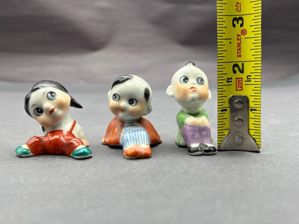 Vintage 1950s Porcelain Figurines, Hand-Painted Children - Set of 3