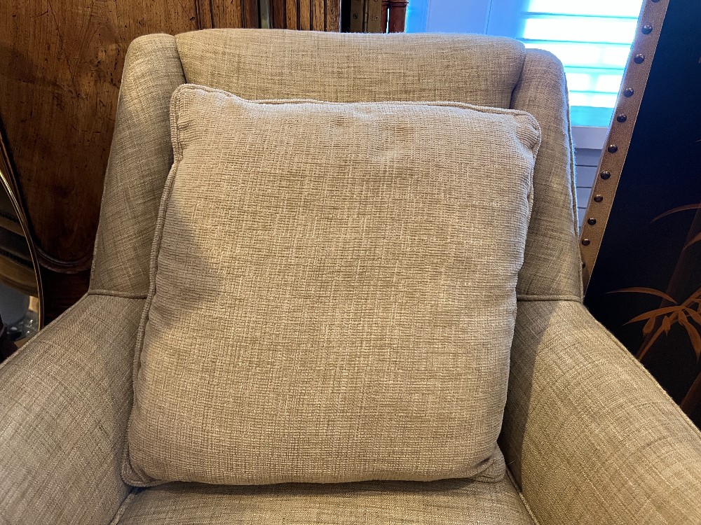 Beige Upholstered Swivel Armchair