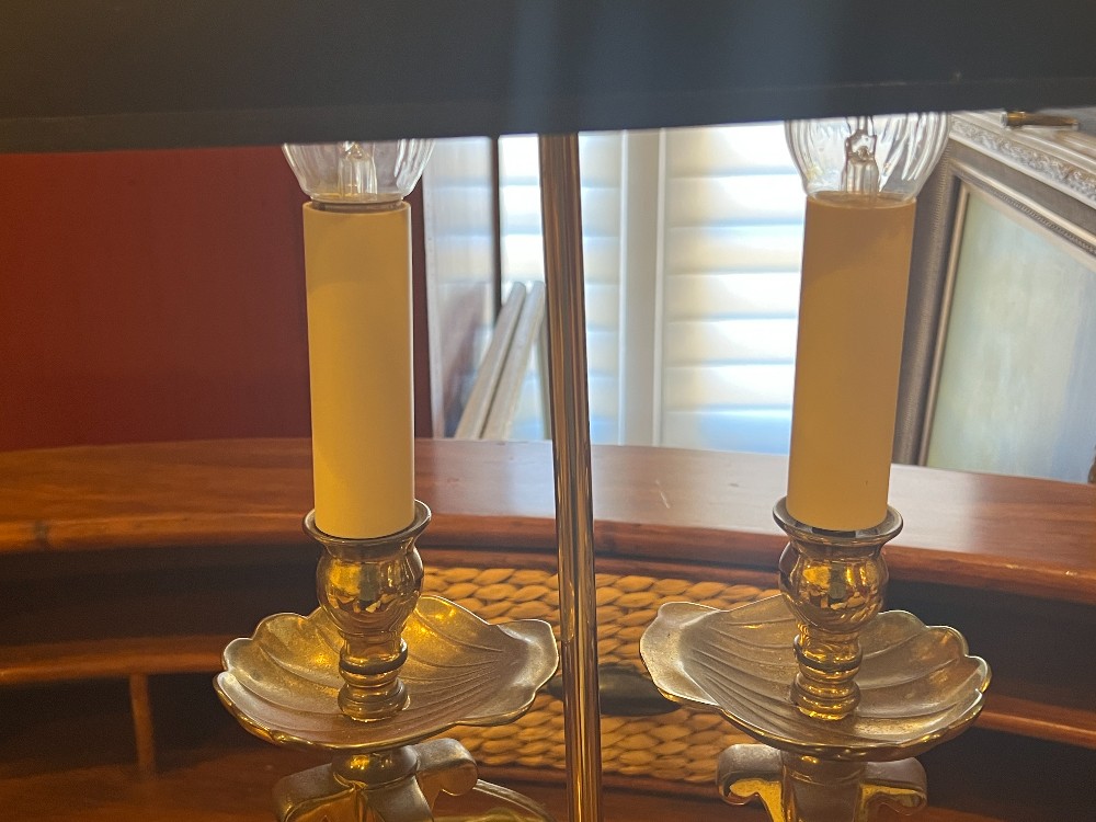 Black Shade Double Candlestick Lamp (Untested)