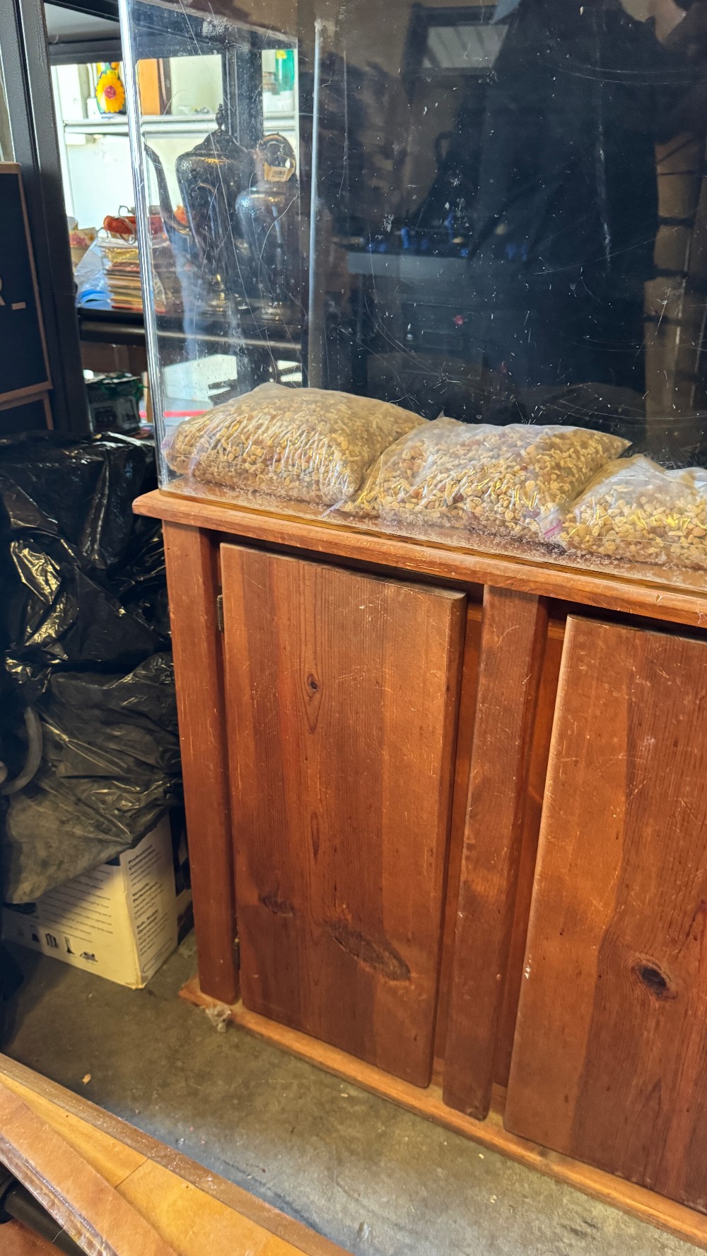 50 Gallon Aquarium with Wood Cabinet Stand and Supplies