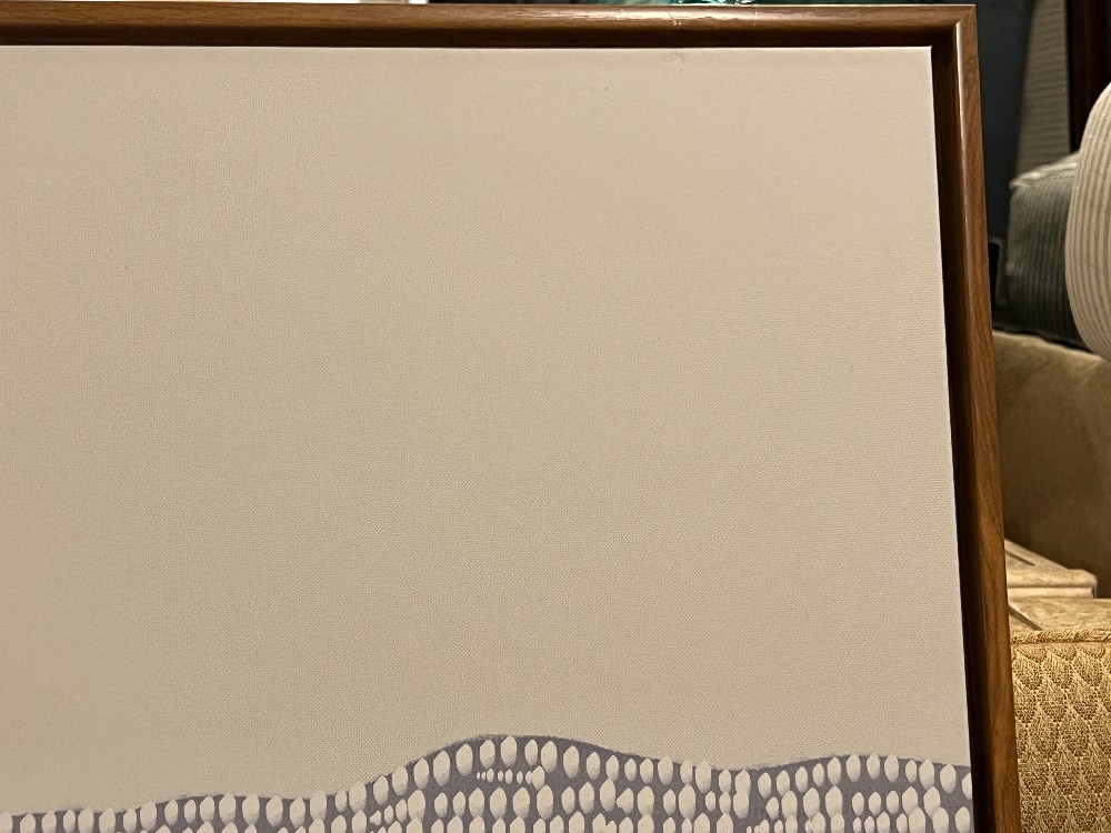 Two Framed Blue Geometric Artworks