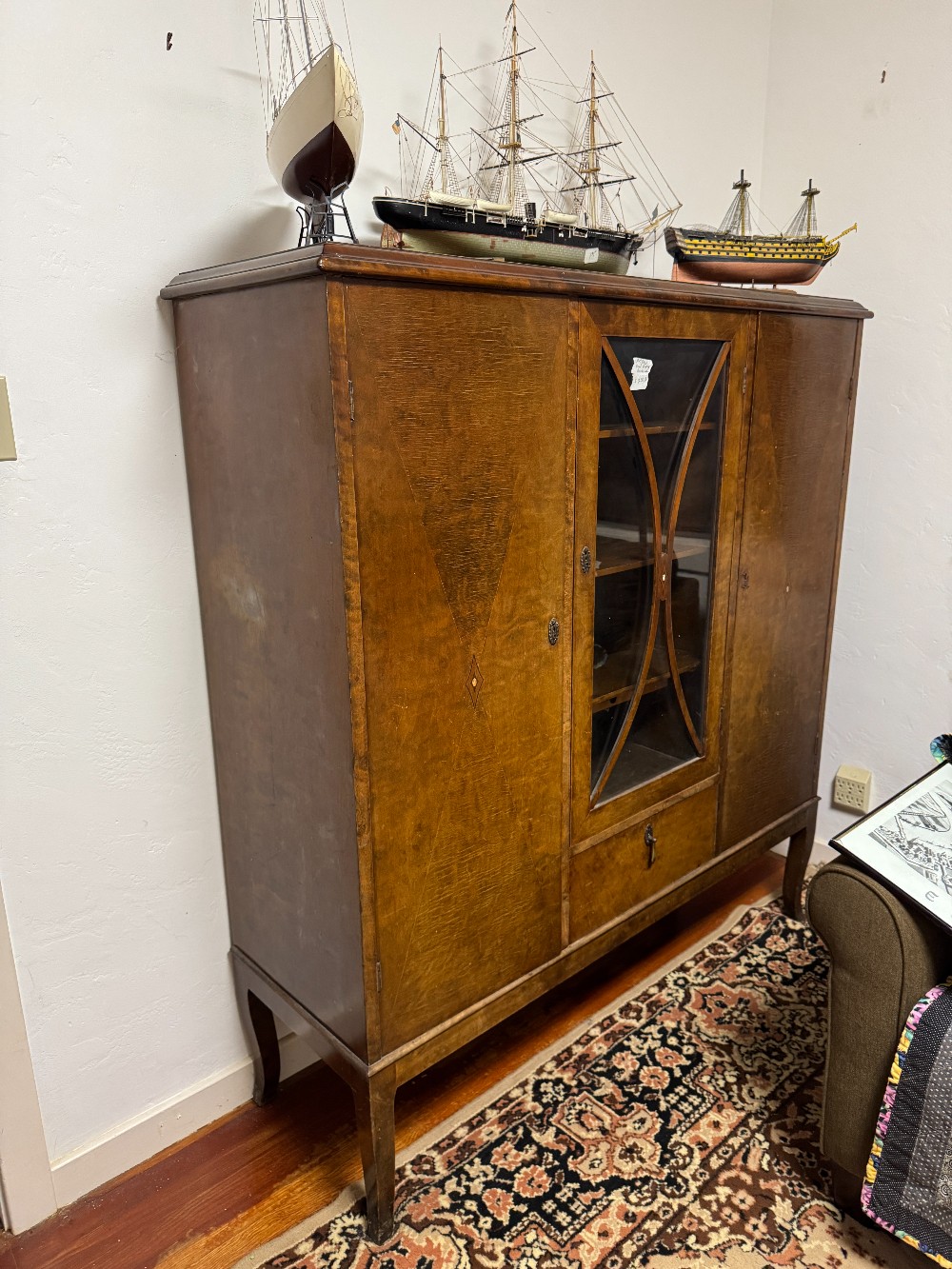 Art Deco Wood Display Bookcase