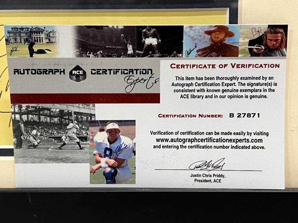 Casey Stengel Picture, Frame: 14 ¼” x 18” H, “New York Mets, Hall of Famer”, Signed 3x5 Index Card, Autograph Certification Experts