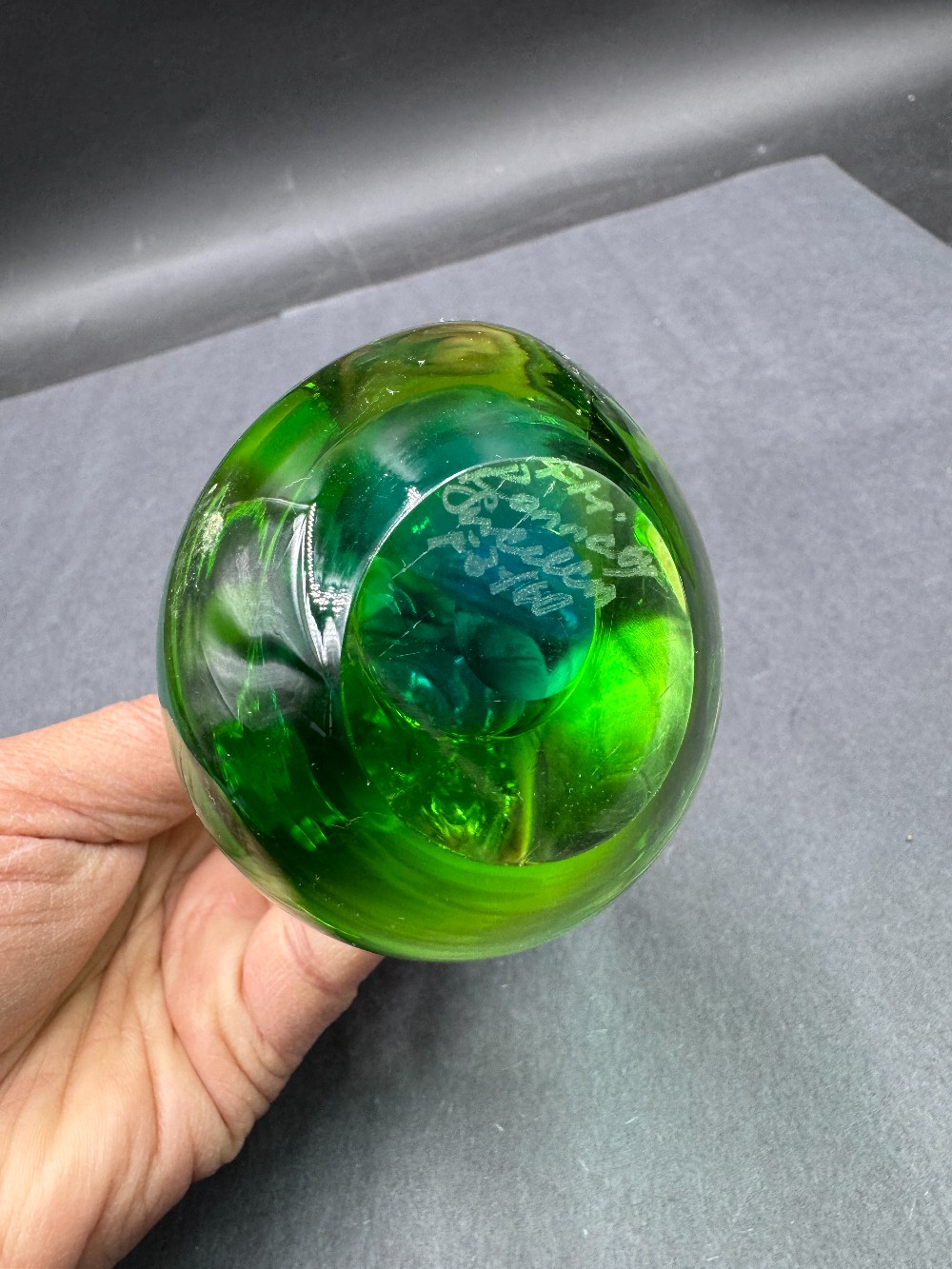 Ronneby Glass Crystal/Green 6 1/2