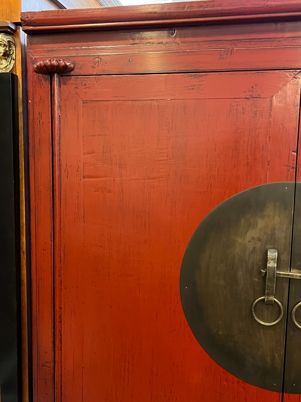 Asian Red Lacquered Wedding Cabinet