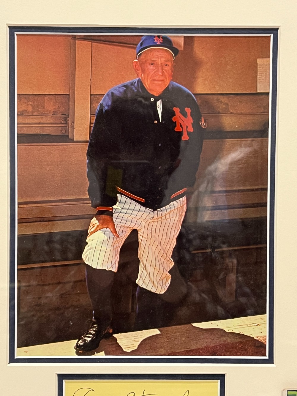 Casey Stengel Picture, Frame: 14 ¼” x 18” H, “New York Mets, Hall of Famer”, Signed 3x5 Index Card, Autograph Certification Experts