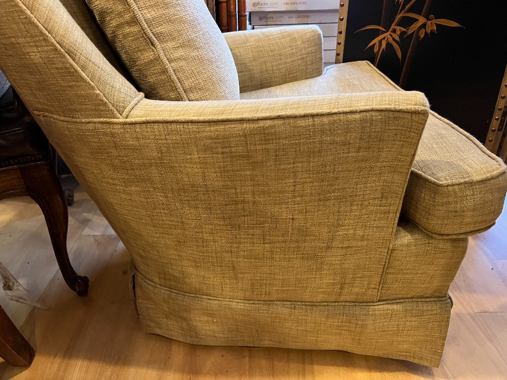 Beige Upholstered Swivel Armchair