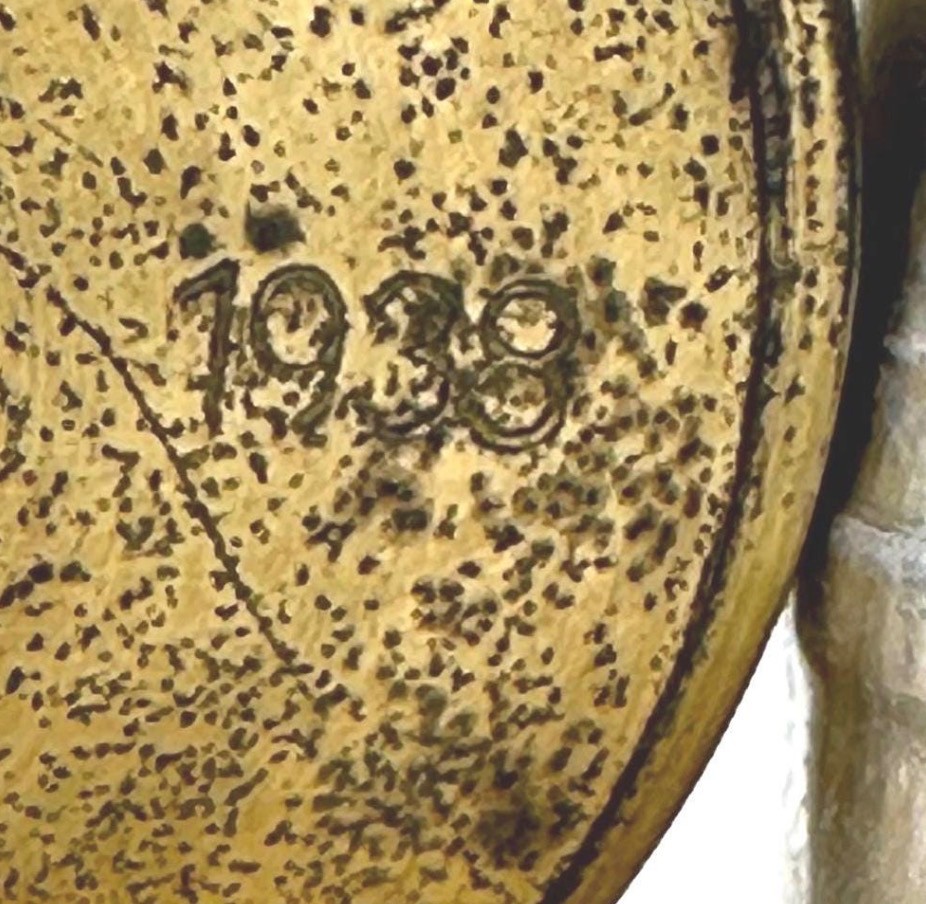 Antique Military Trench Art - Memorial Artillery Photo Frame Shell Display Stone Base