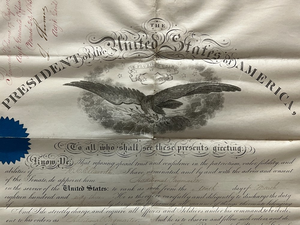 Abraham Lincoln Signed Letter, Frame: 24” x 21” Raab Collection With COA