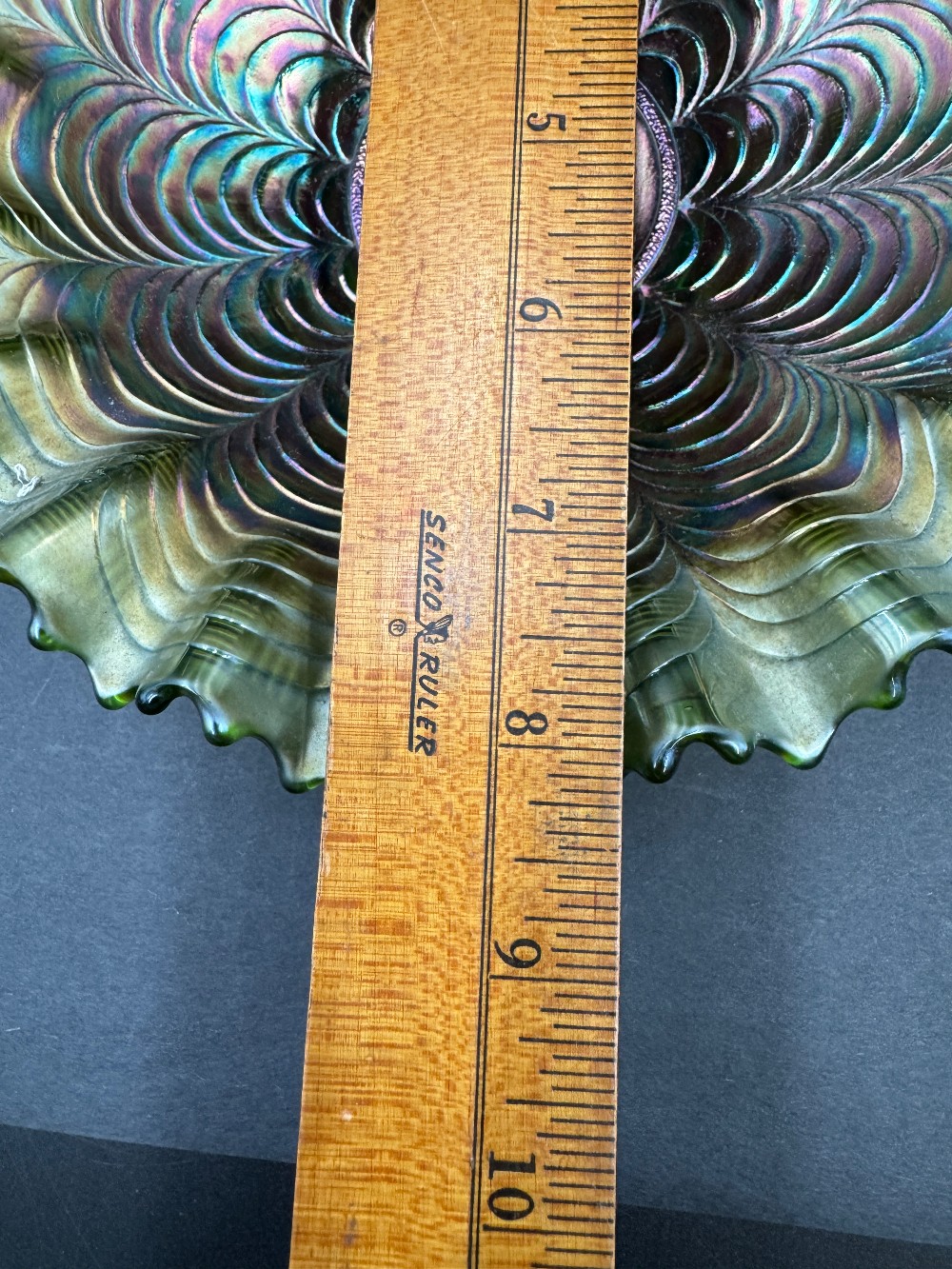 Fenton Peacock Tail Carnival Glass Bowl