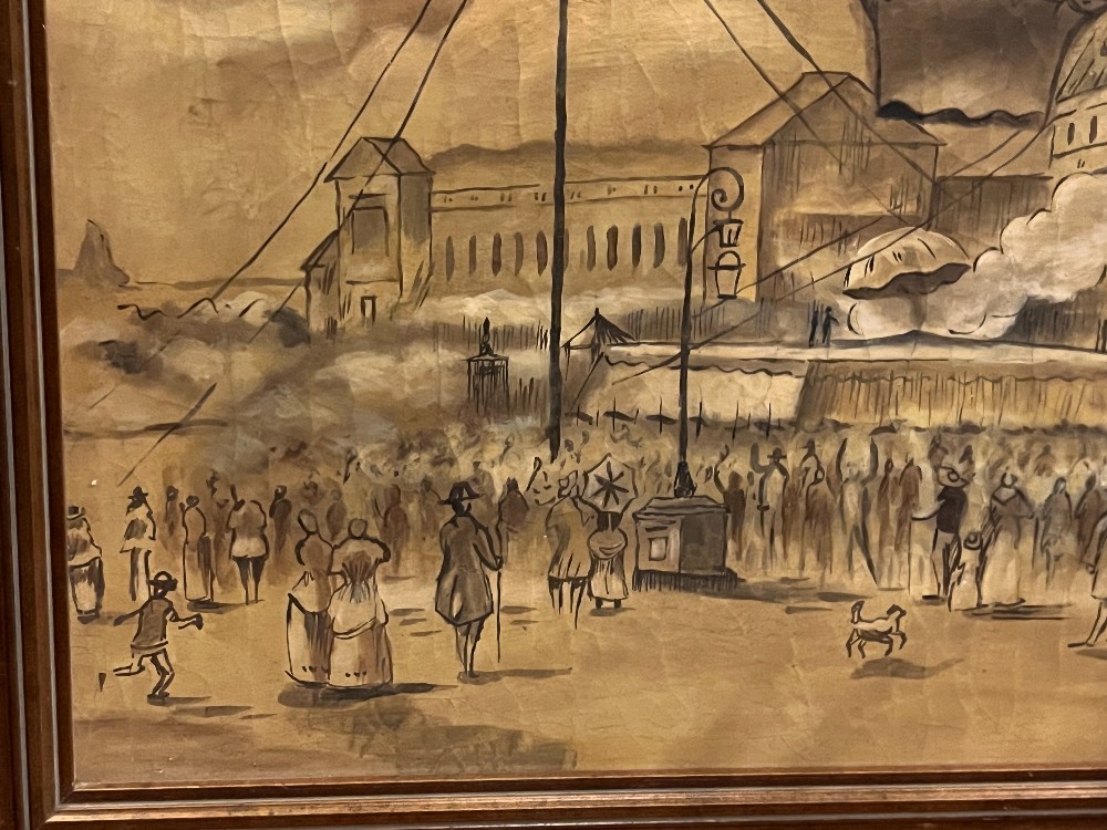 Framed Hot Air Balloon Painting? Signed By Artist