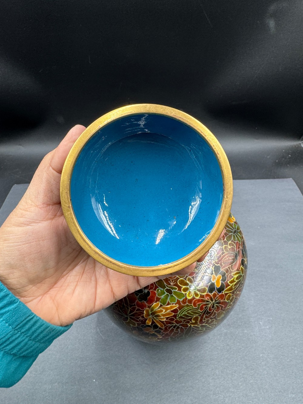 Floral Cloisonne Ginger Jar