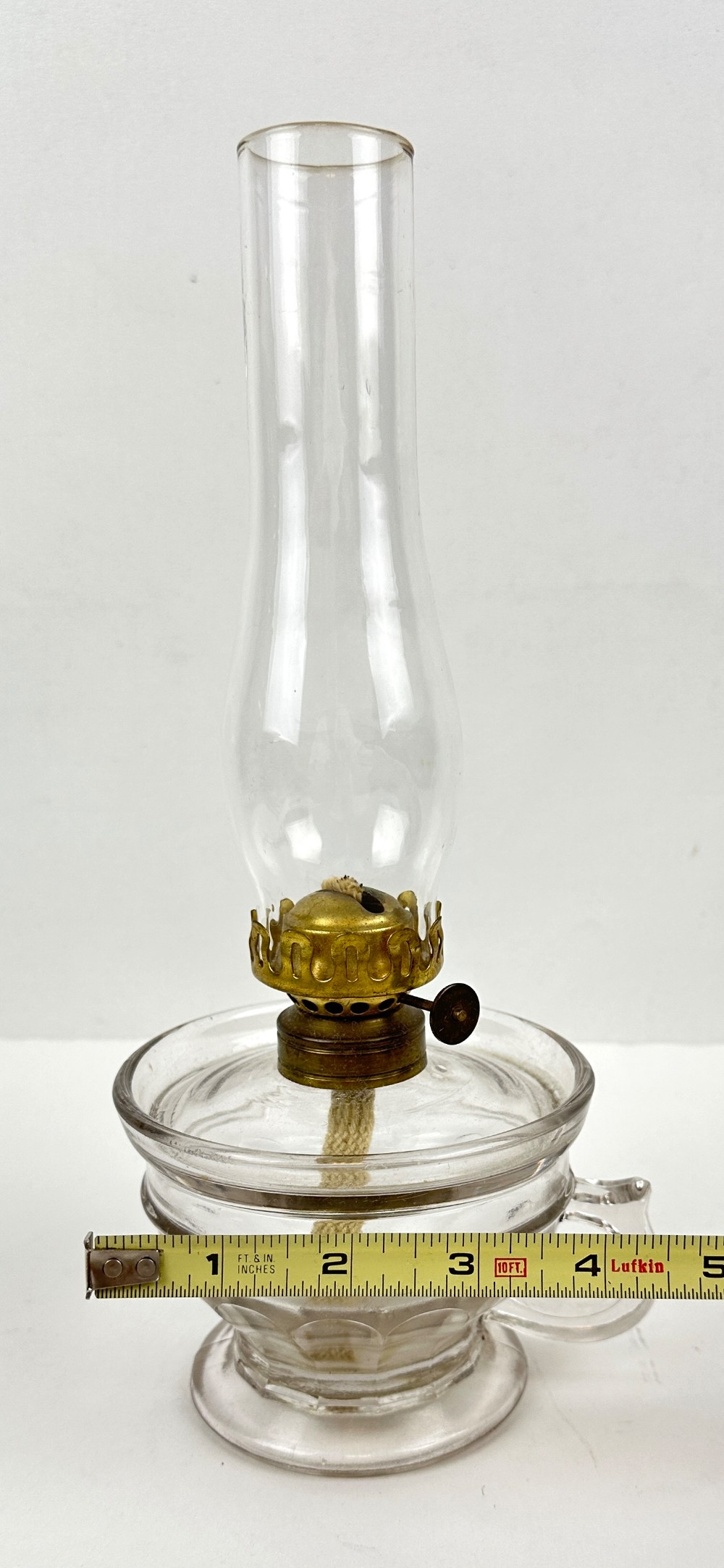 Antique Scovill Clear Glass Finger Oil Lamp
