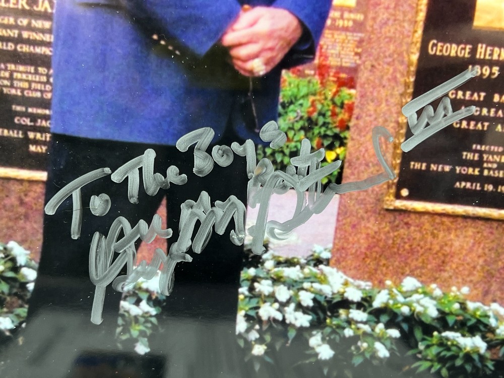 George Steinbrenner Signed Picture with Inscription: “To The Boys”, Frame: 10” x 12” H, Autograph Certification Experts, JSA With Letter Of Authenticity