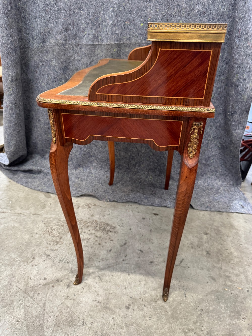 French Kingwood Leather Inset Ladies Writing Table - Reproduction