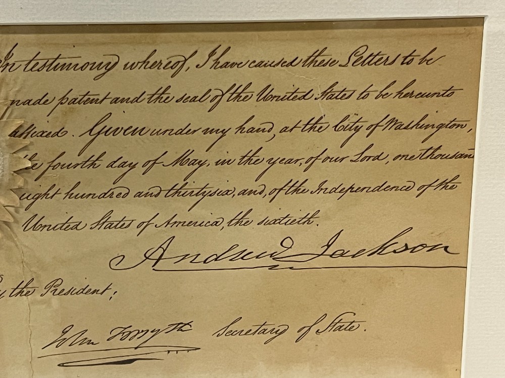 Andrew Jackson Signed Panel Of Document, Frame: 15” x 21”, R&R Enterprises With COA