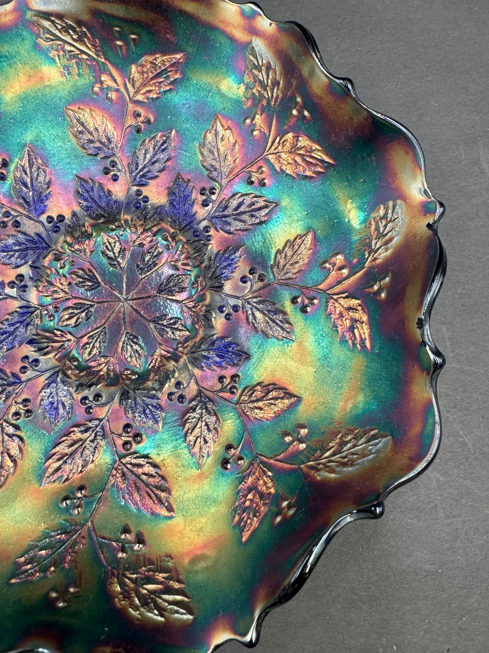 Fenton Carnival Glass Holly Bowl