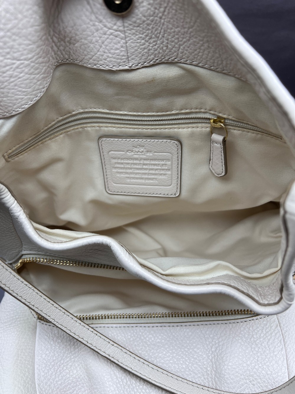 Coach Off-White Pebbled Leather Purse