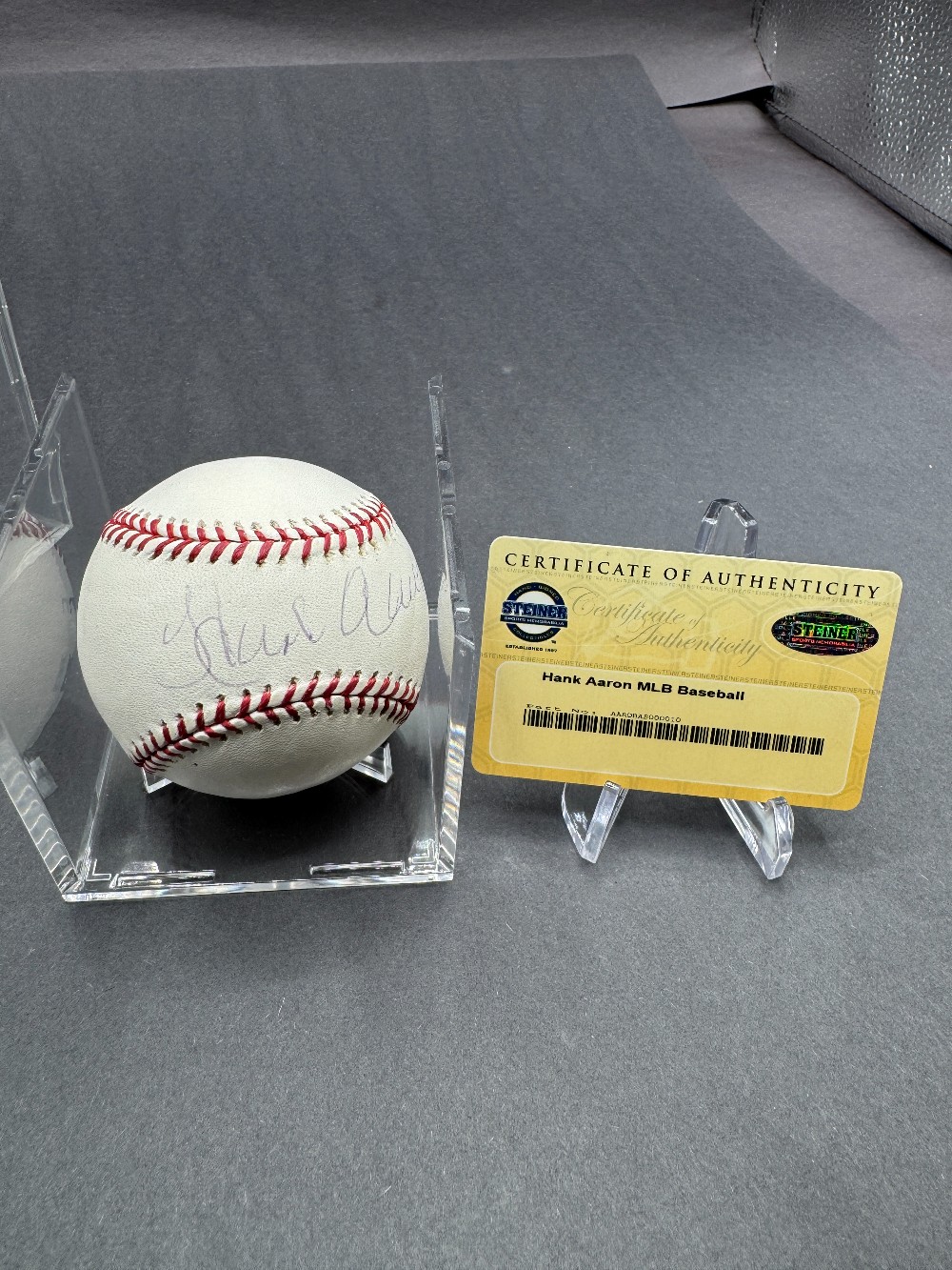 Hank Aaron Autographed Baseball, Steiner Hologram