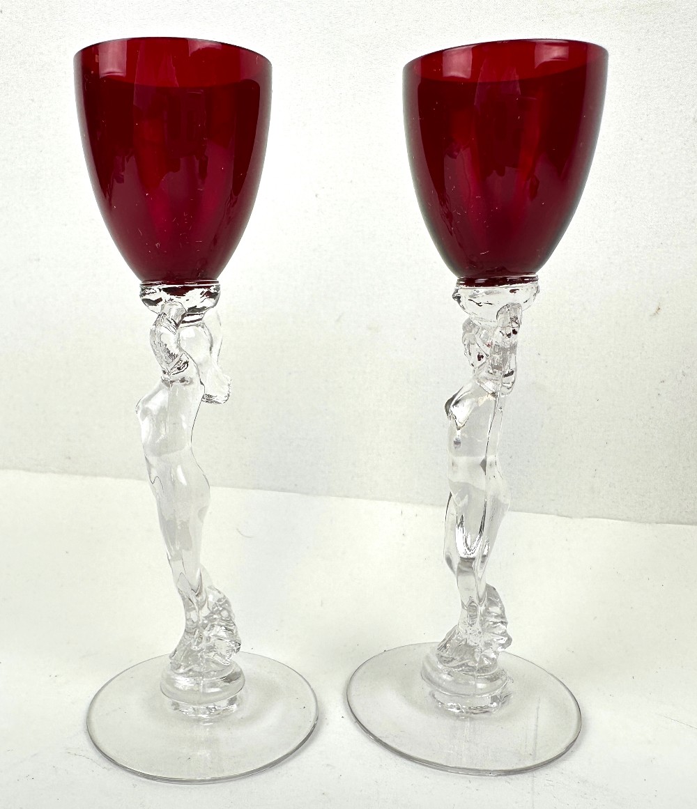 Cambridge Carmen (Red) Nude Stem Brandy / Cordial Glasses 1oz