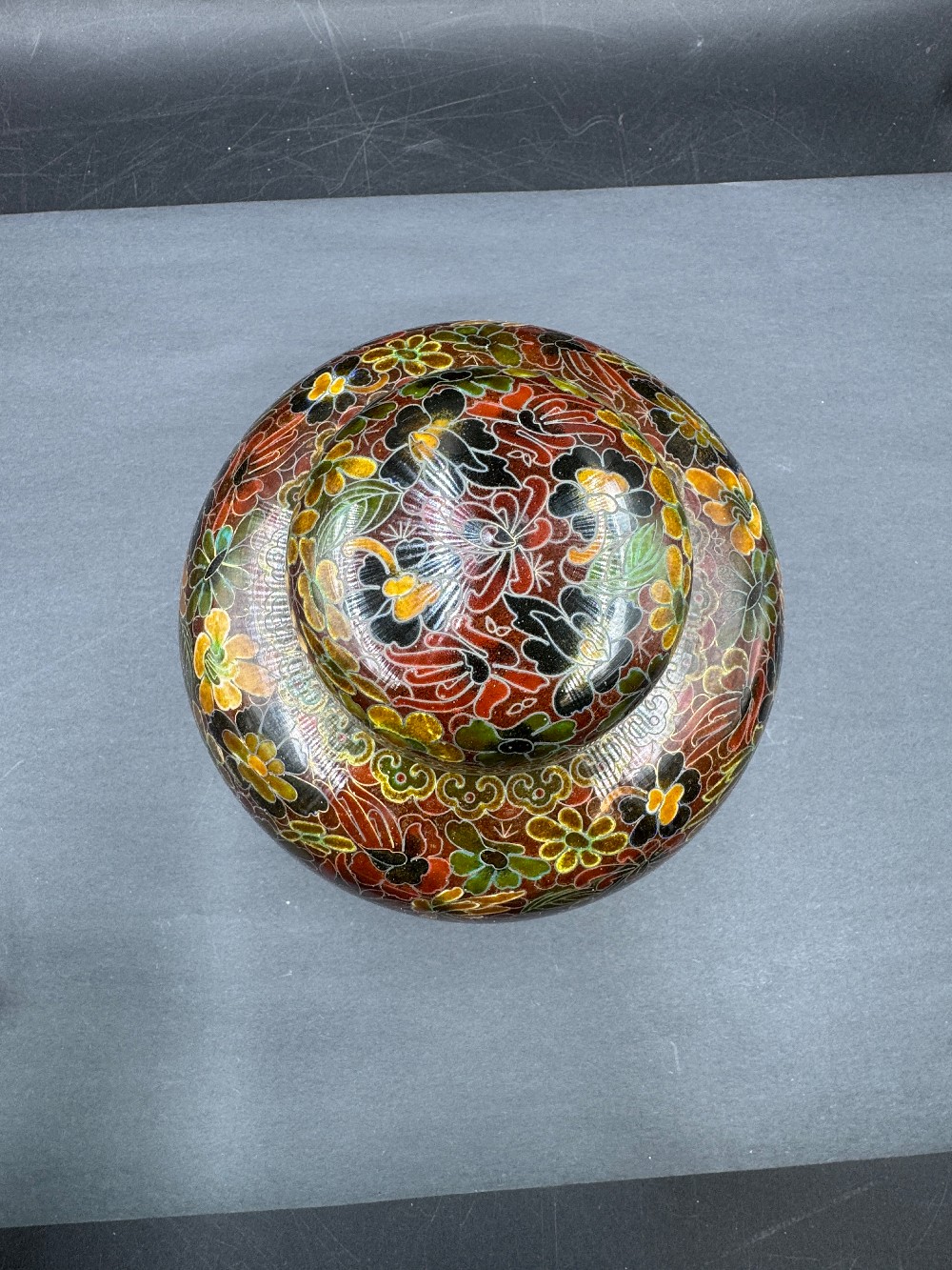 Floral Cloisonne Ginger Jar