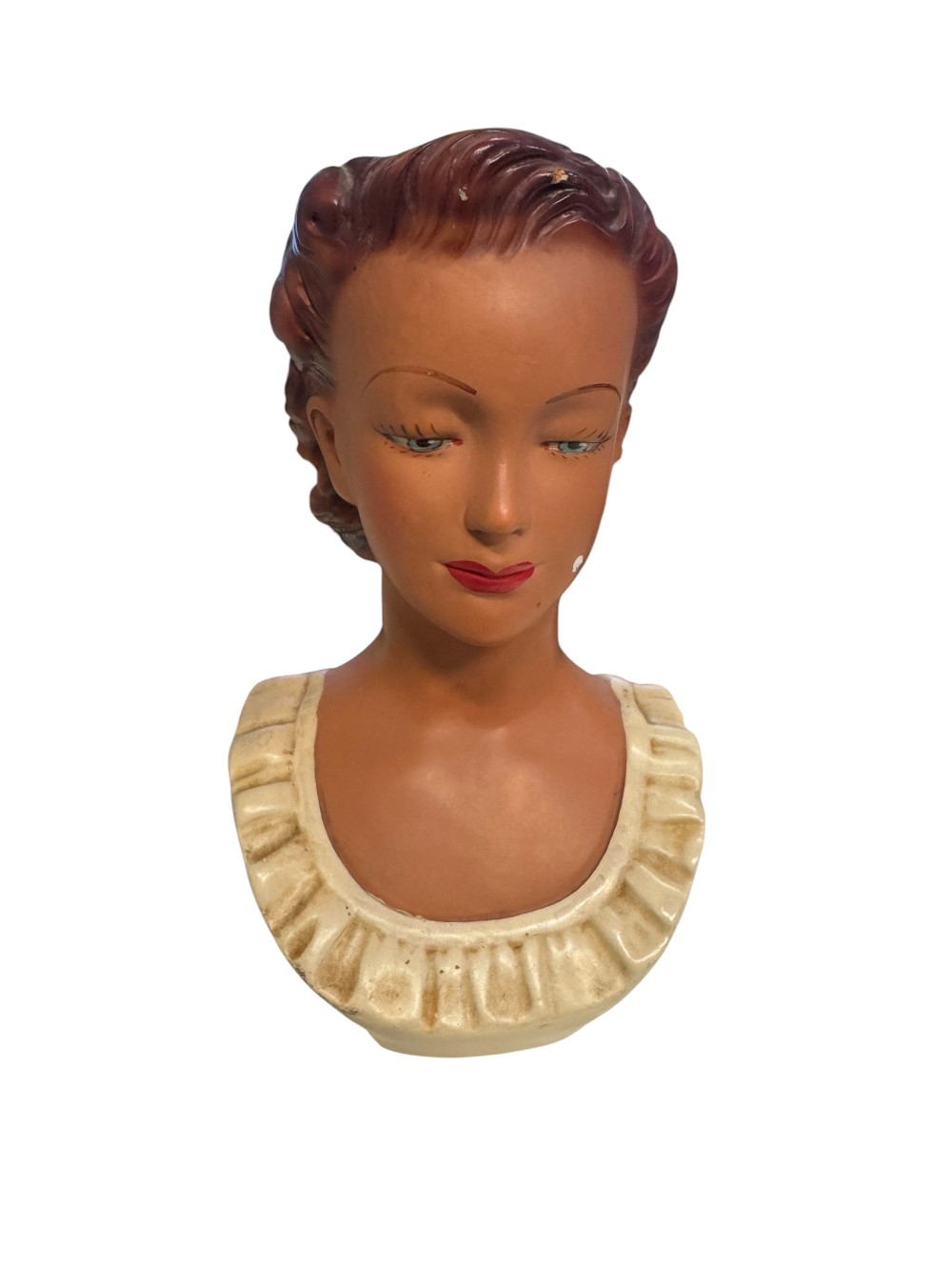 1965 Ralph Dell'Osso Chalkware Lady Head Vase 10