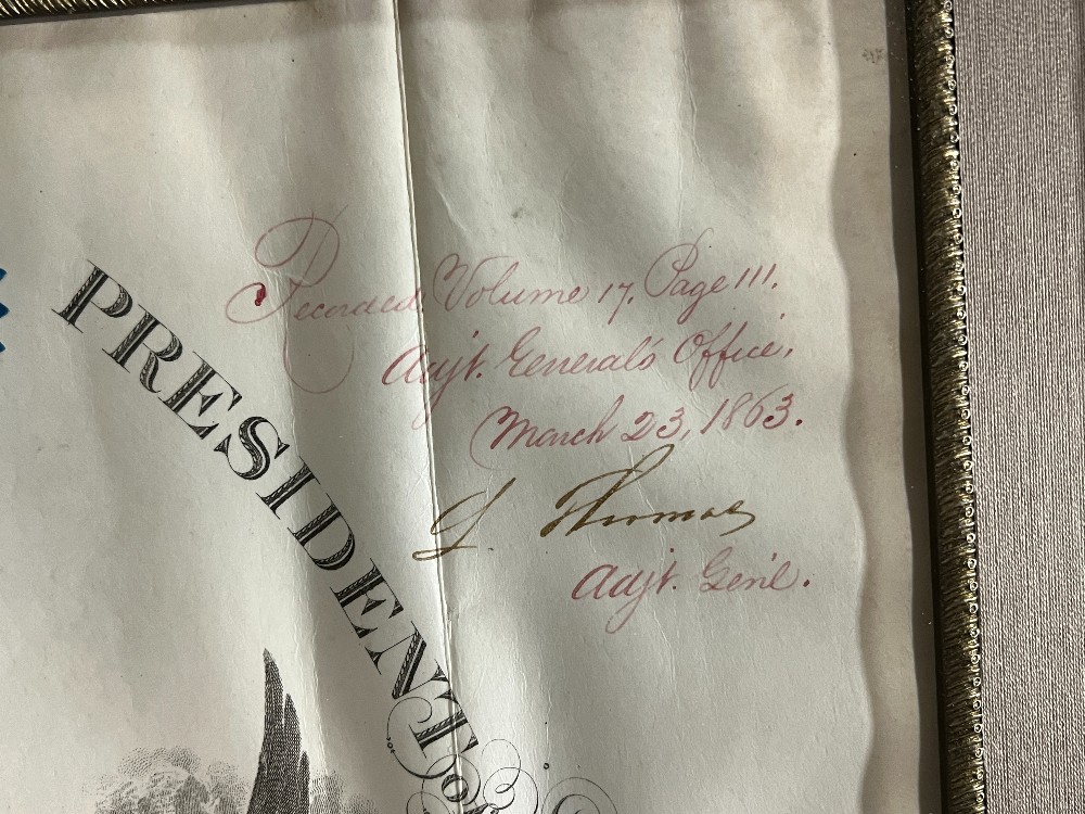 Abraham Lincoln Signed Letter, Frame: 24” x 21” Raab Collection With COA