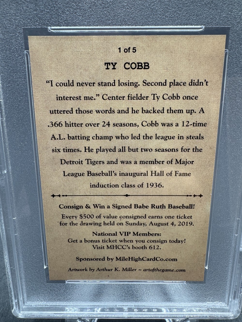 2019 NSCC PROMO FANTASY CARD Ty Cobb PSA Card #679 Of 1000