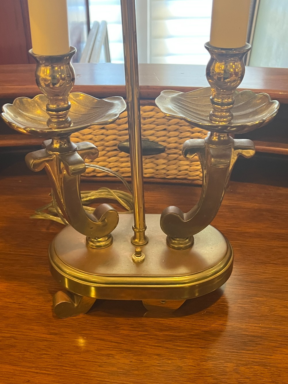 Black Shade Double Candlestick Lamp (Untested)