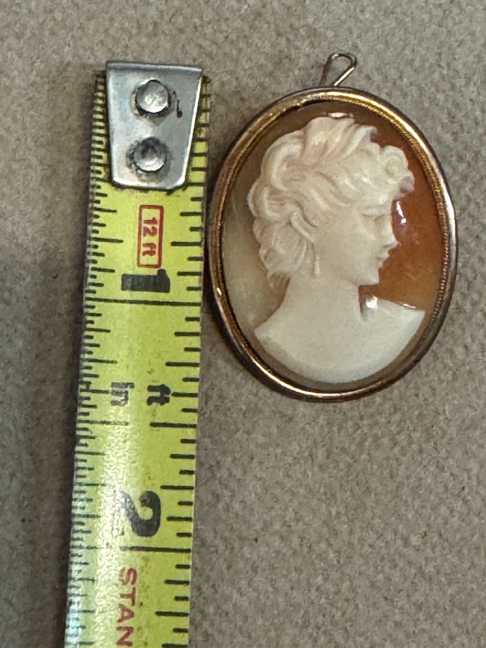 Antique Carved Shell Cameo Brooch, Marked 800 (Silver)