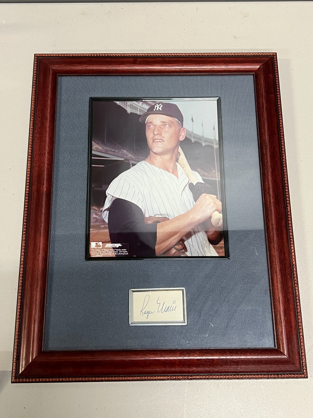 Roger Maris, Frame: 14 ⅝” x 18 ⅝” H, 3x5 Signed, PSA/DNA With Letter Of Authenticity
