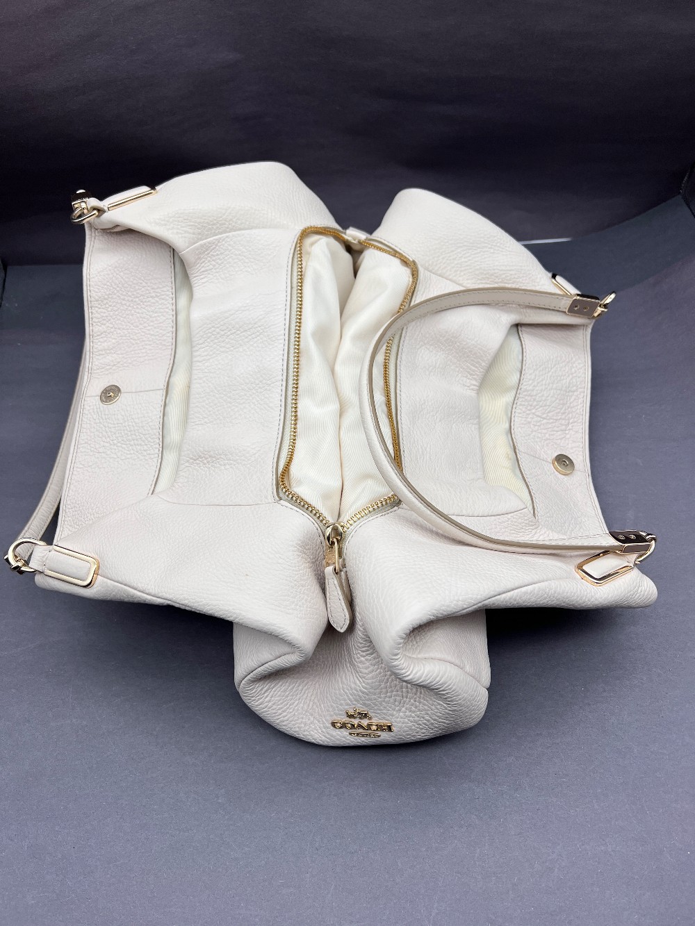 Coach Off-White Pebbled Leather Purse