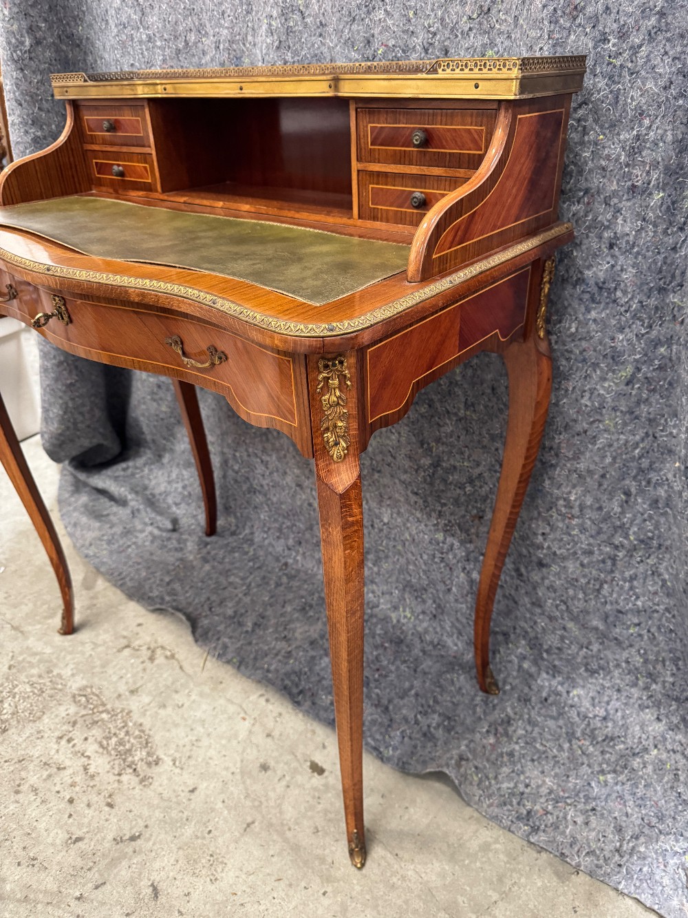 French Kingwood Leather Inset Ladies Writing Table - Reproduction
