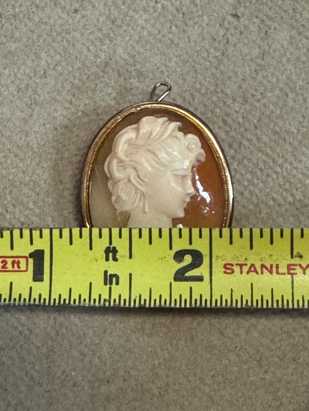 Antique Carved Shell Cameo Brooch, Marked 800 (Silver)