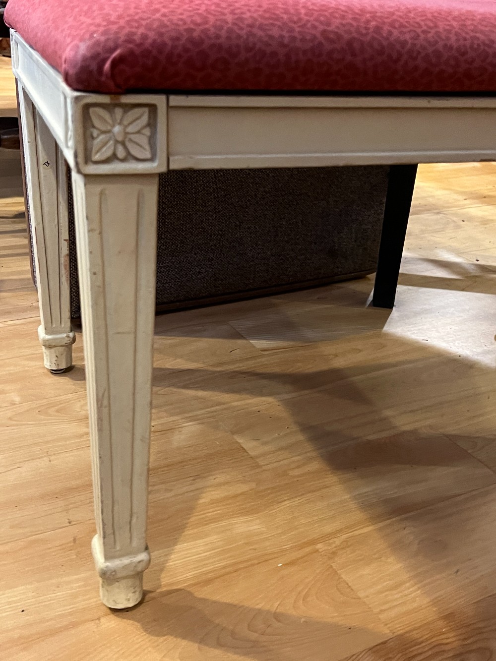 Red Upholstered Vanity Bench with Cushion