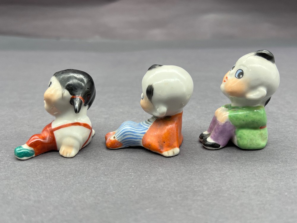 Vintage 1950s Porcelain Figurines, Hand-Painted Children - Set of 3