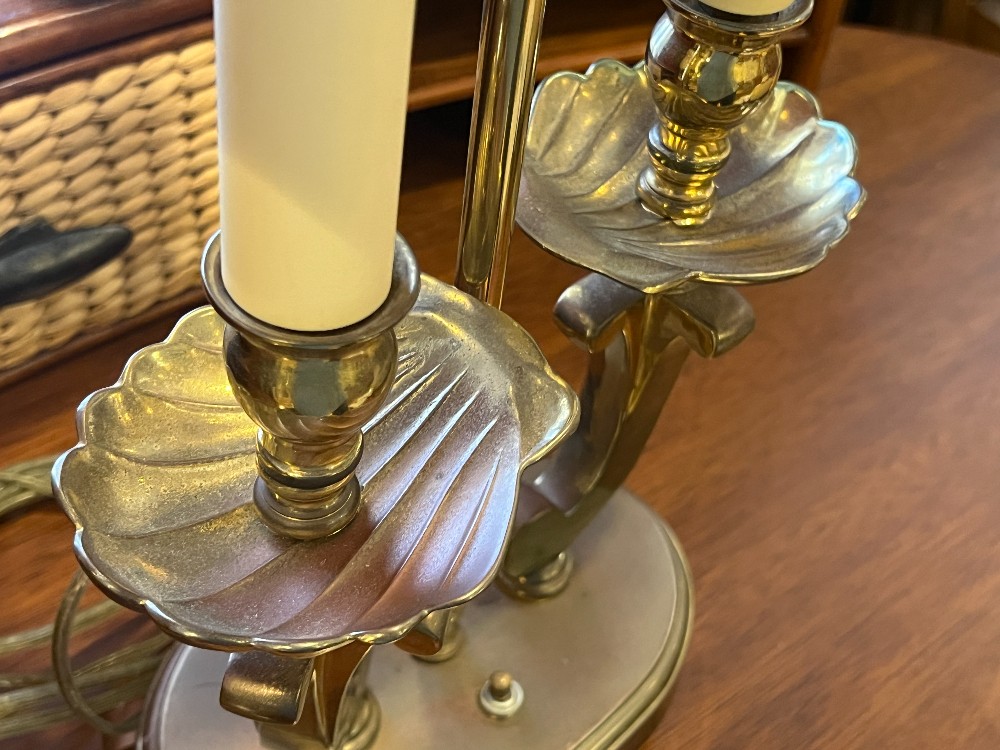 Black Shade Double Candlestick Lamp (Untested)