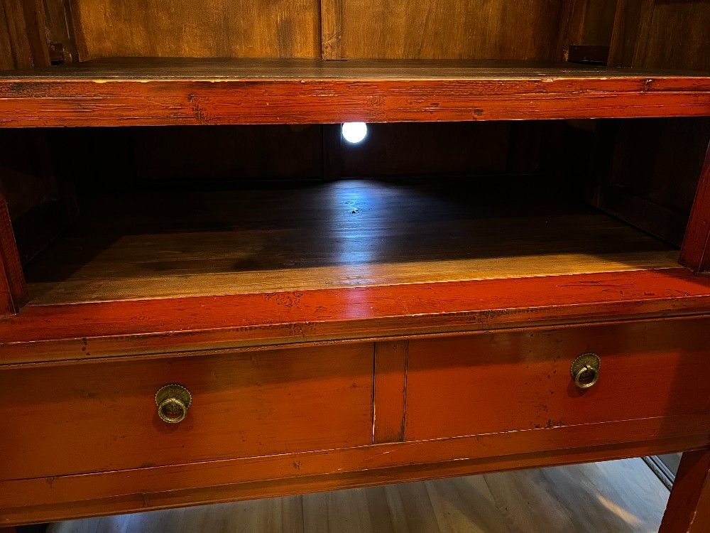 Asian Red Lacquered Wedding Cabinet