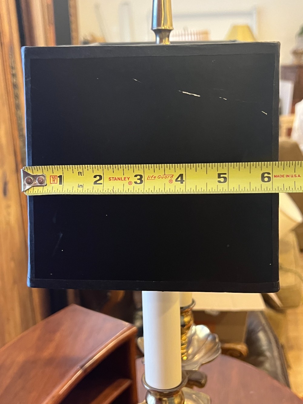 Black Shade Double Candlestick Lamp (Untested)