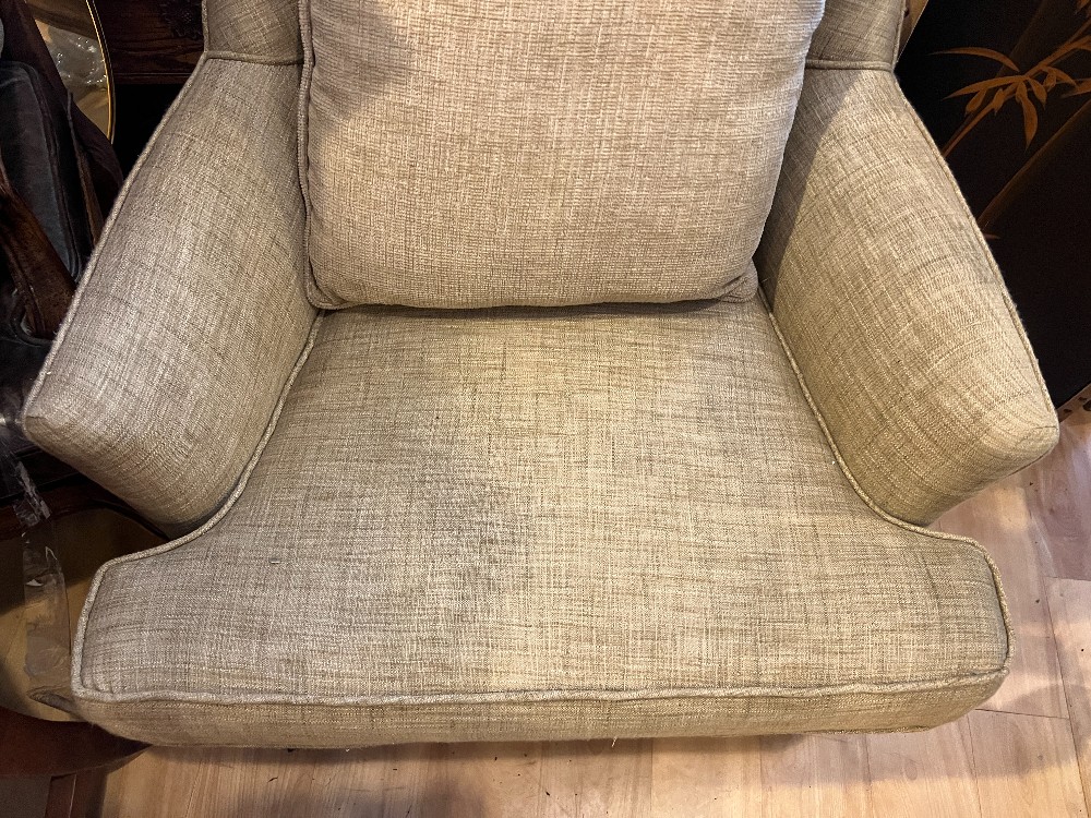 Beige Upholstered Swivel Armchair