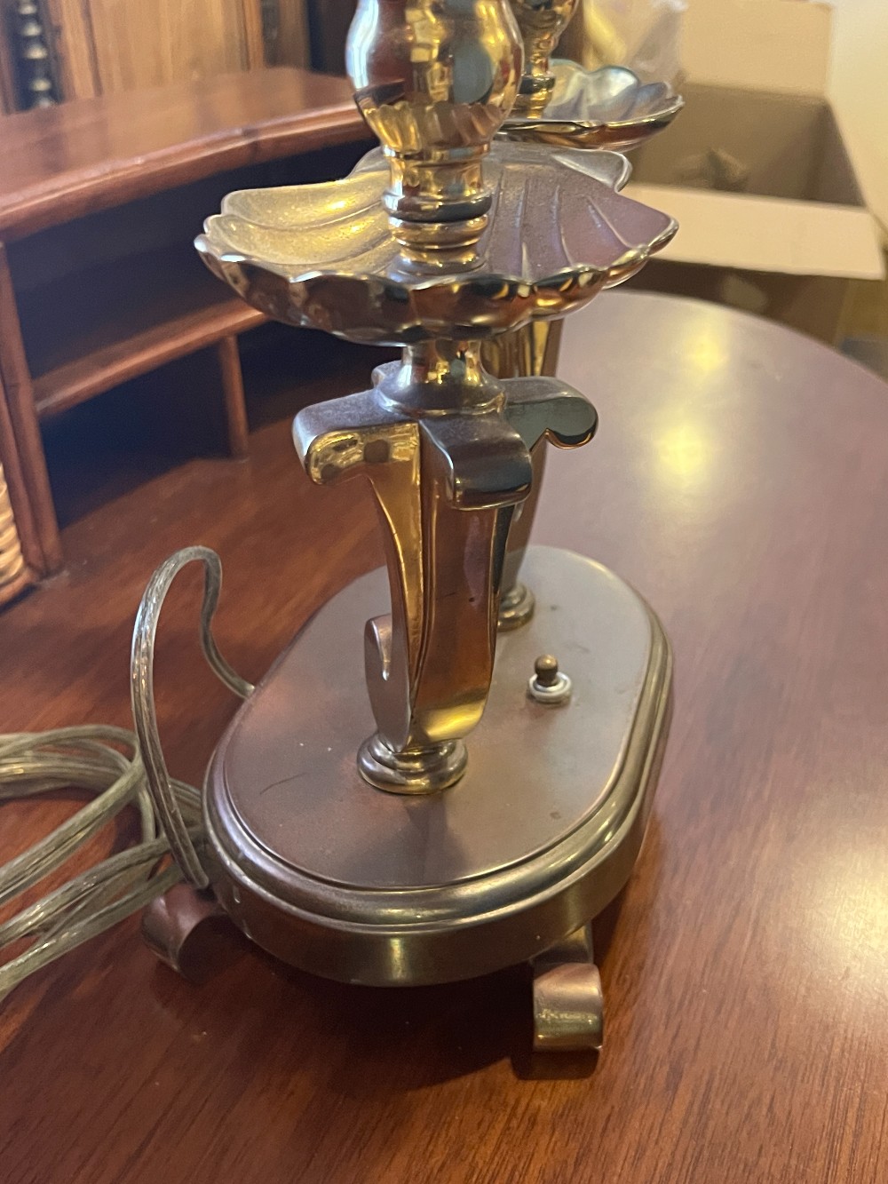 Black Shade Double Candlestick Lamp (Untested)