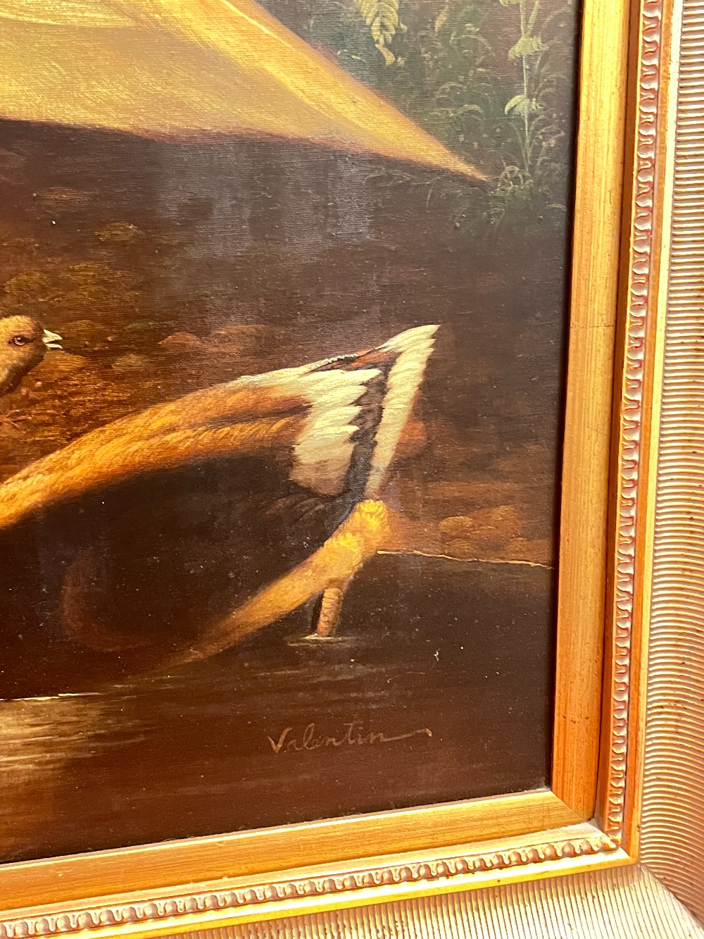 Framed Painting of Birds and Rabbits By Valentin