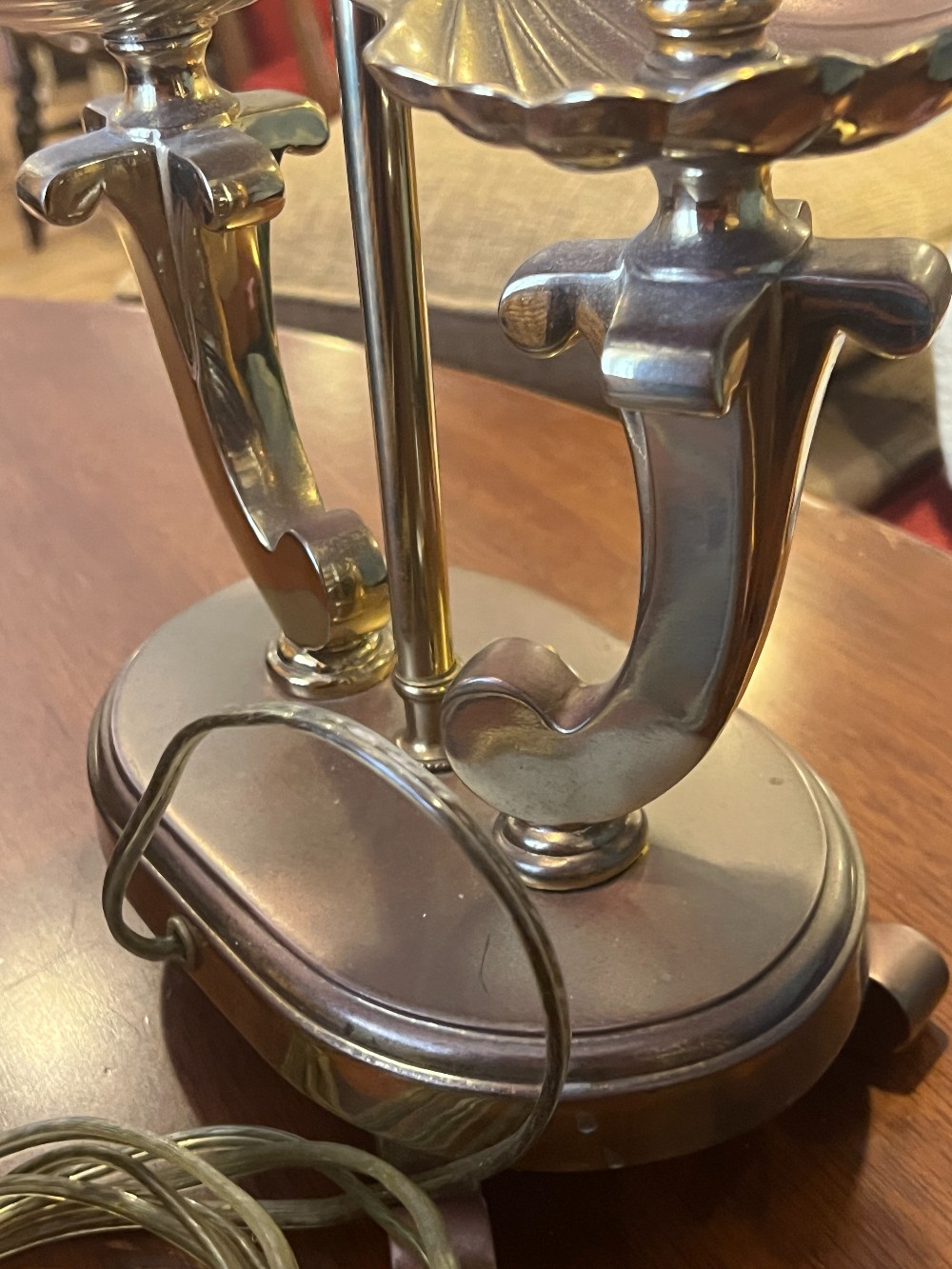 Black Shade Double Candlestick Lamp (Untested)