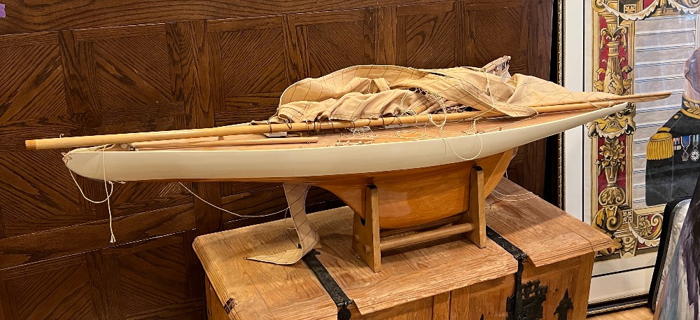 Wooden Model Boat with Stand