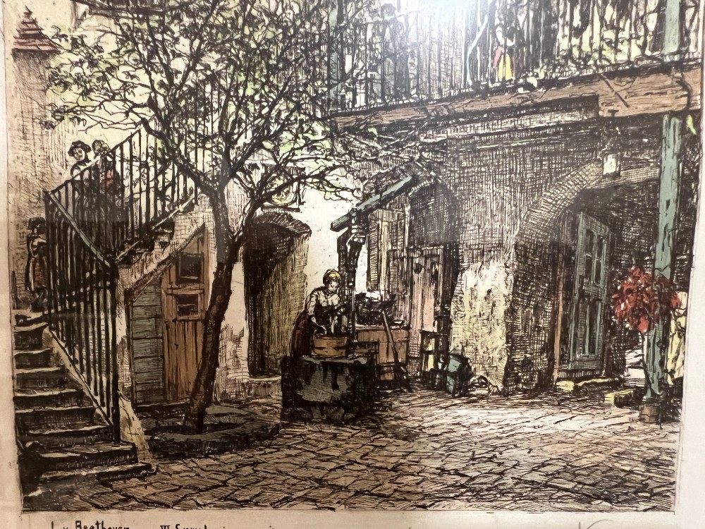 Beethoven VI Framed Etching Signed By H. Czoernig