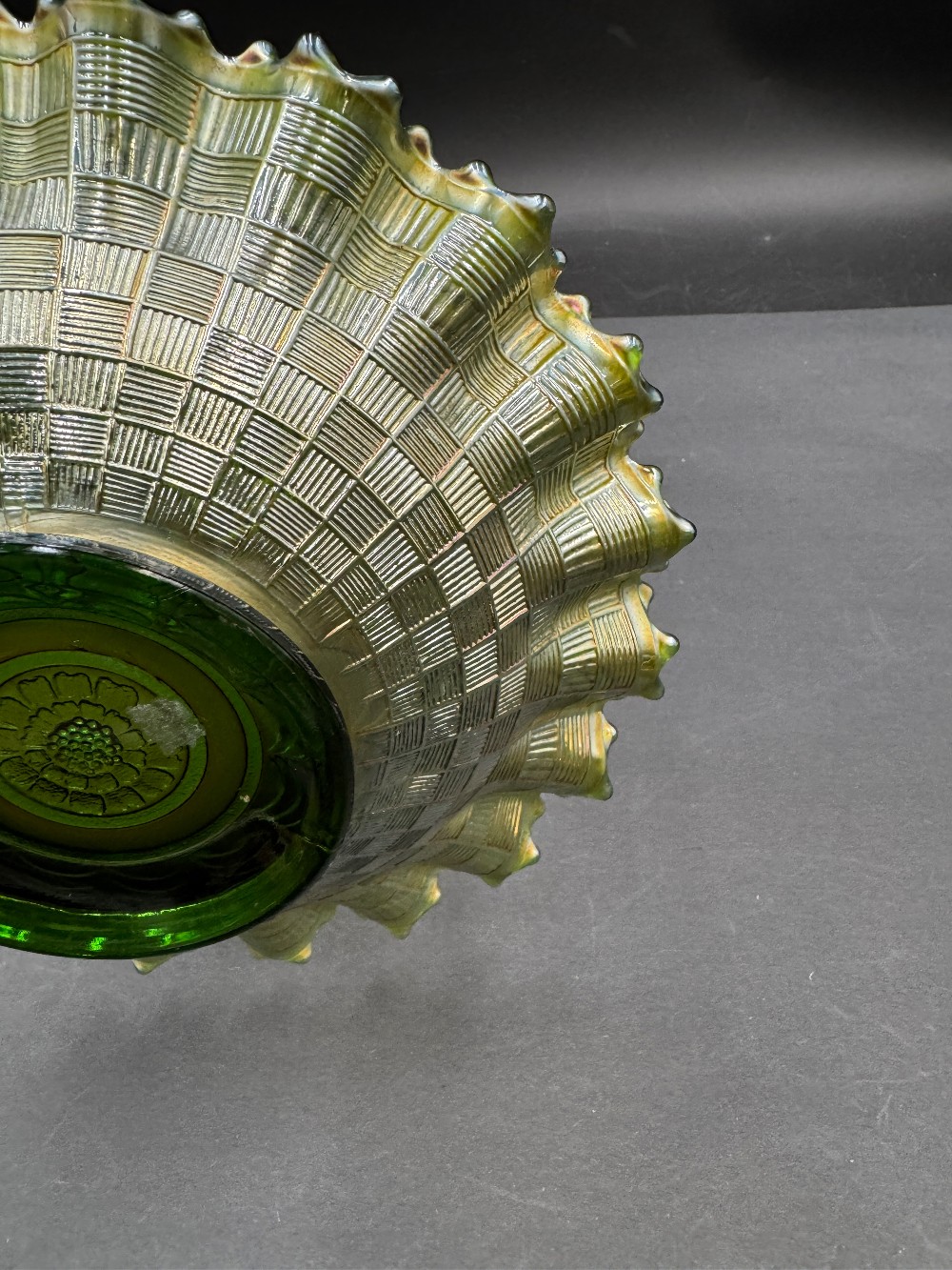 Fenton Peacock Tail Carnival Glass Bowl