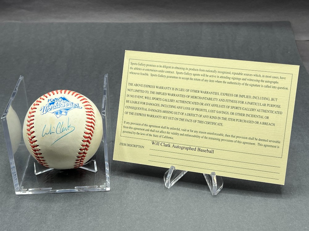Will Clark Autographed Baseball, Sports Gallery With COA