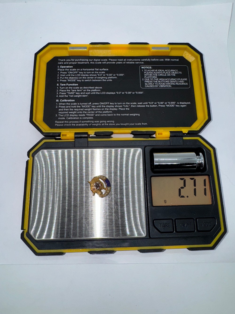 10k Gold DeMolay PMC (Past Master Councilor) Seed Pearl Masonic Lapel Pin