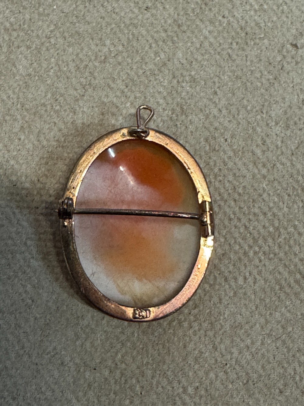 Antique Carved Shell Cameo Brooch, Marked 800 (Silver)